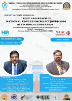 National Seminar on Role and Reach of National Education Policy(nep)-2020 in Technical Education National Seminar Poster